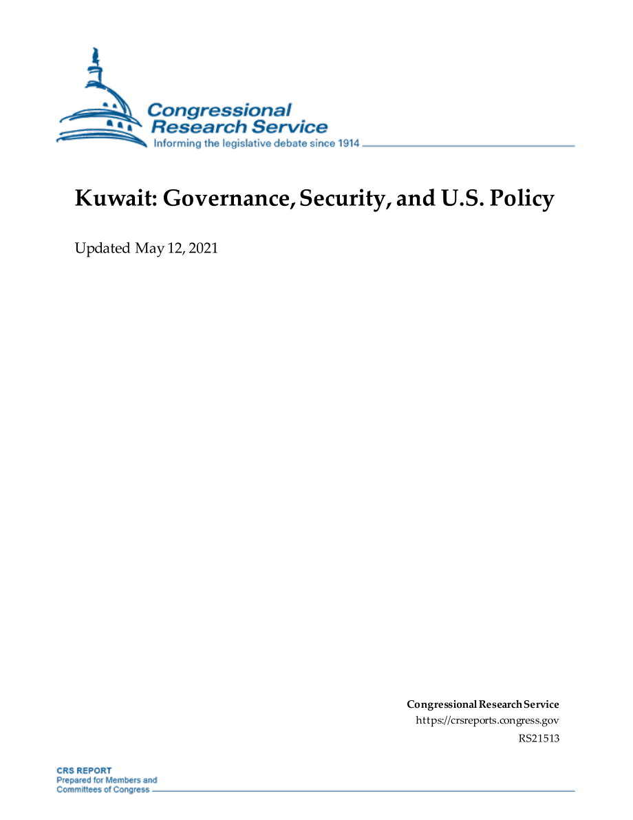 [20210512]RS21513_科威特：治理、安全和美国政策.pdf_第1页