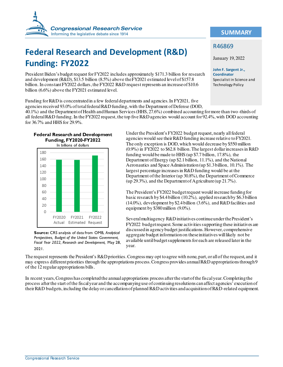 [20220119]R46869_联邦研发资金：2022财年.pdf_第2页
