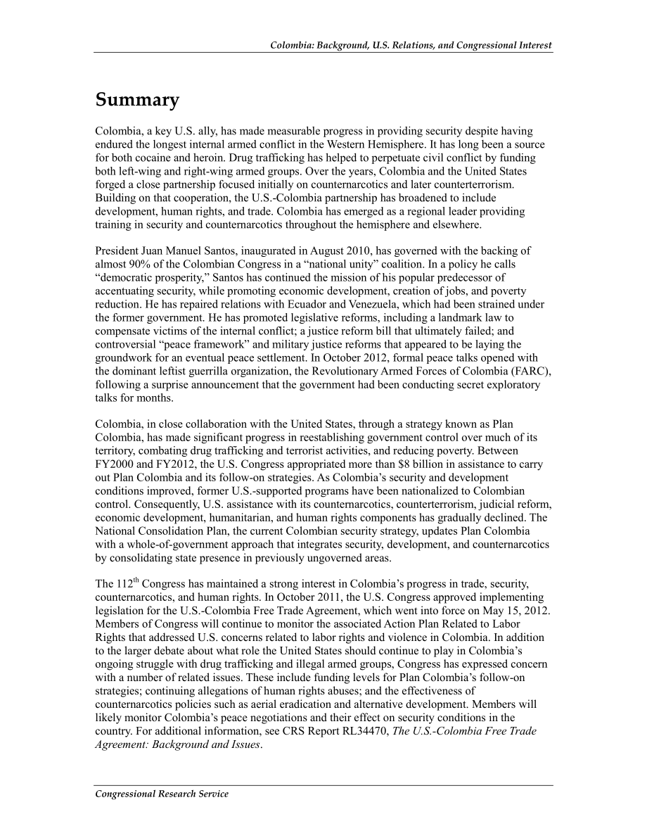 [20121128]RL32250_哥伦比亚：背景、美国关系和国会利益.pdf_第2页