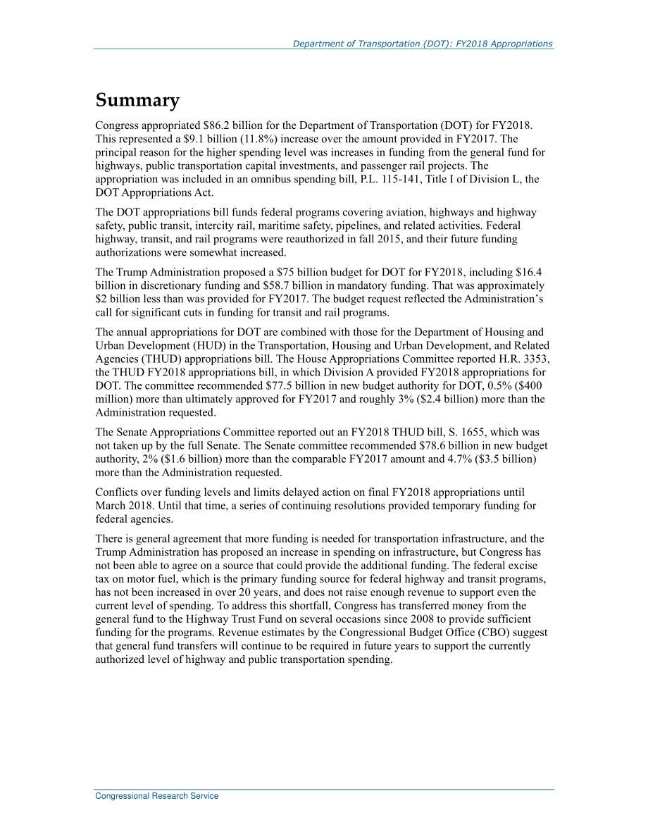 [20180904]R44915_交通运输部（DOT）：2018财年拨款.pdf_第2页