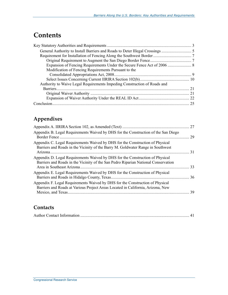 [20170127]R43975_美国边境沿线的障碍：主要权限和要求.pdf_第3页