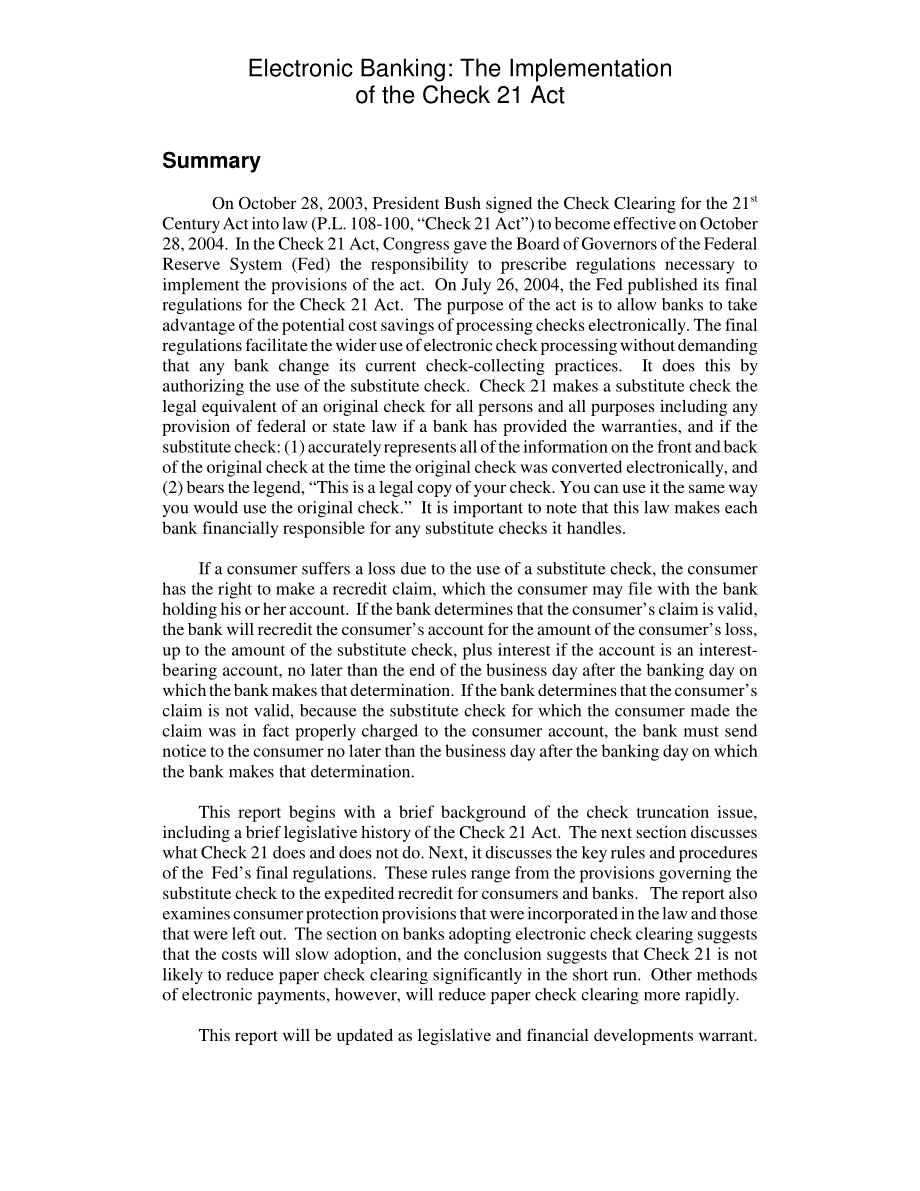[20041109]RL32668_电子银行业务：《支票21法案》的实施.pdf_第2页