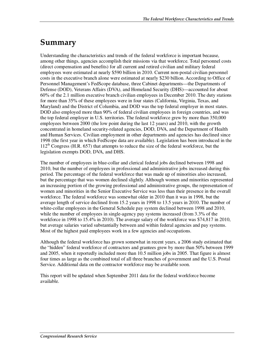 [20110419]RL34685_联邦劳动力：特点和趋势.pdf_第2页