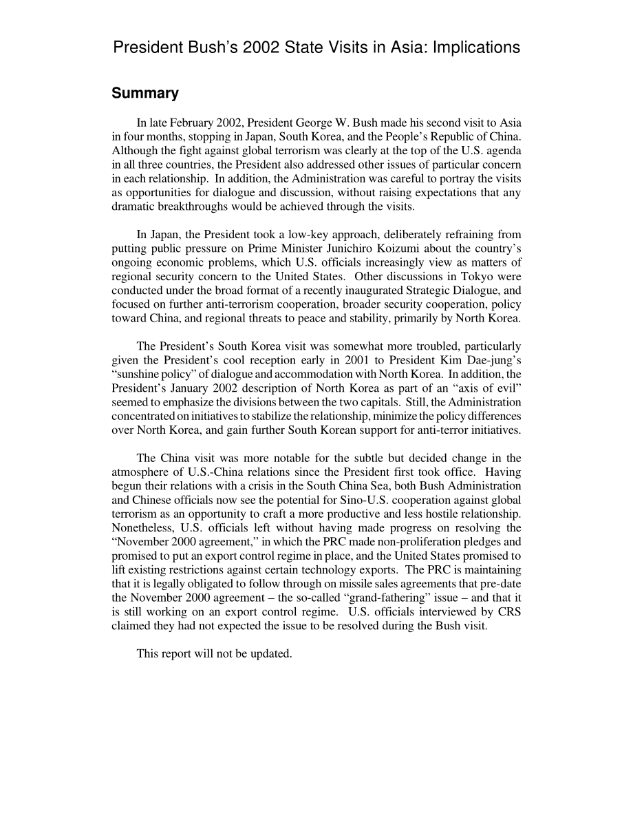 [20020311]RL31328_布什总统2002年对亚洲的国事访问：影响.pdf_第2页