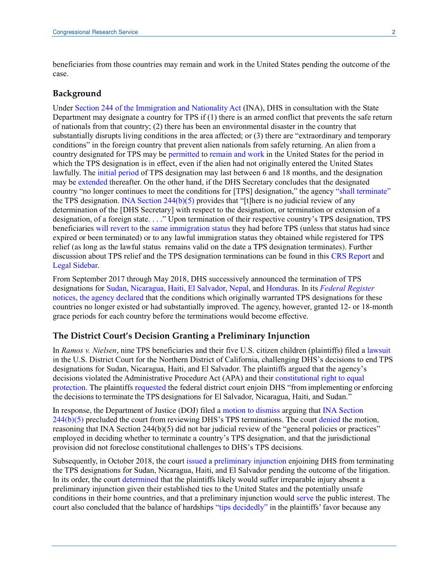 [20190318]LSB10215_联邦地区法院禁止国土安全部终止临时保护身份 .pdf_第2页