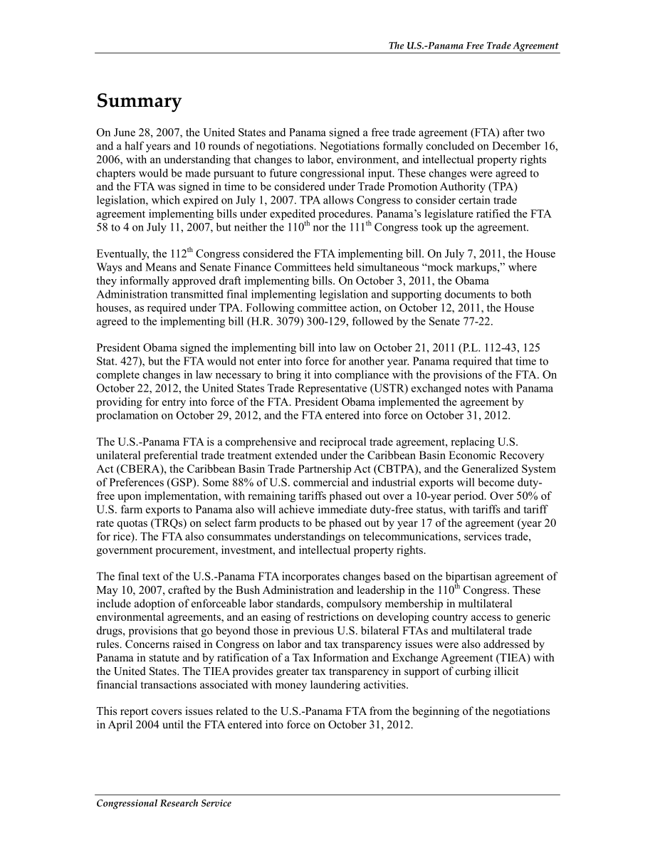[20121108]RL32540_美国-巴拿马自由贸易协定.pdf_第2页