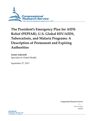 [20130927]R43232_总统艾滋病紧急救援计划（PEPFAR）、美国全球艾滋病毒艾滋病、结核病和疟疾项目：永久和到期权限的描述.pdf