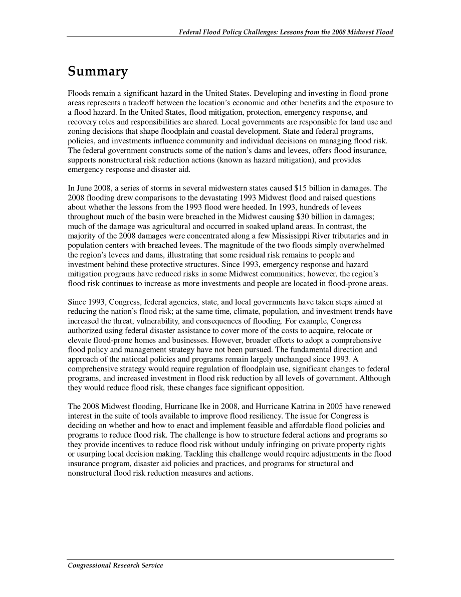 [20100127]R40201_联邦洪水政策挑战：2008年中西部洪水的教训 .pdf_第2页