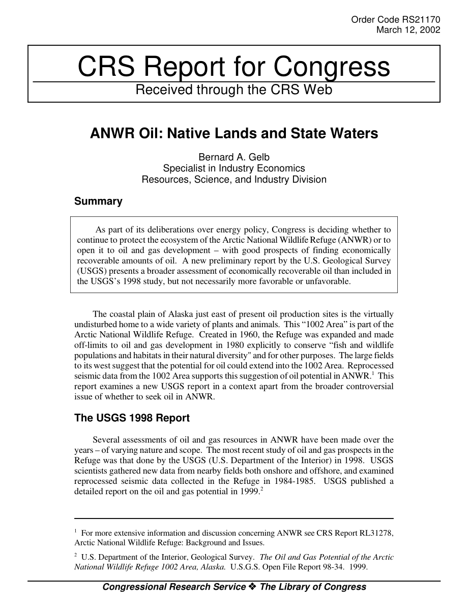 [20020312]RS21170_ANWR油：土著土地和州水域.pdf_第1页