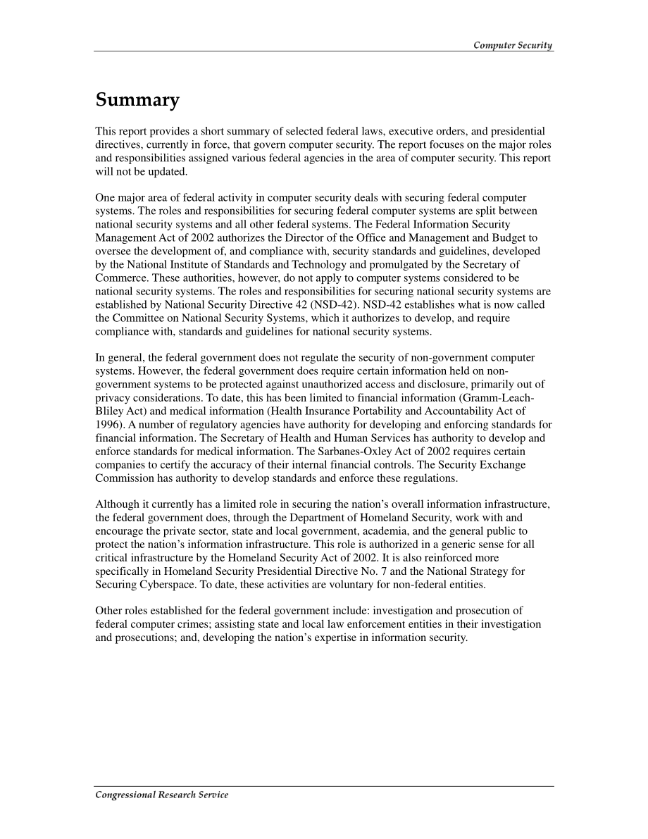 [20040416]RL32357_计算机安全：精选的联邦法律、行政命令和总统指令摘要.pdf_第2页
