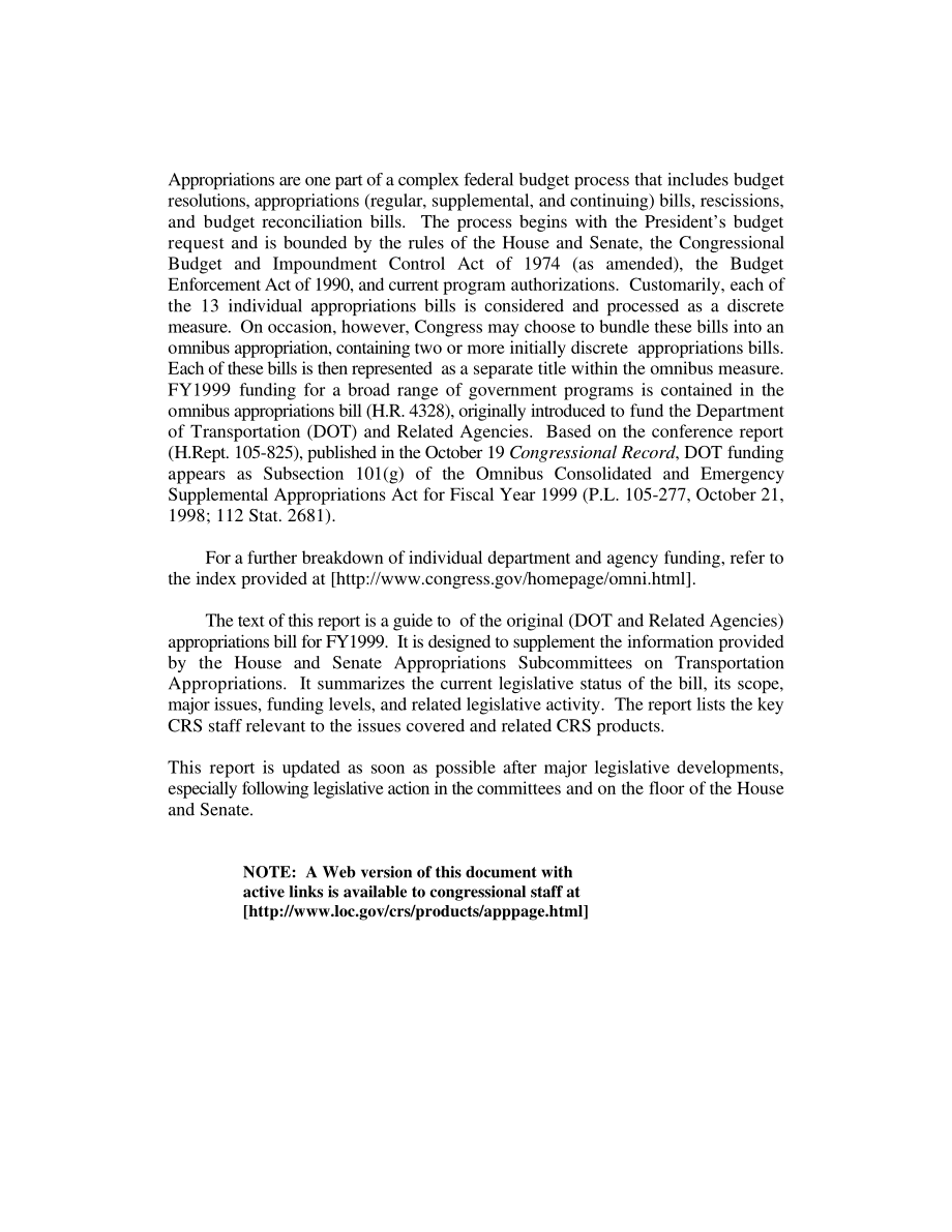 [19981201]98-208STM_Appropriations for FY 1999：交通运输部及相关机构.pdf_第2页