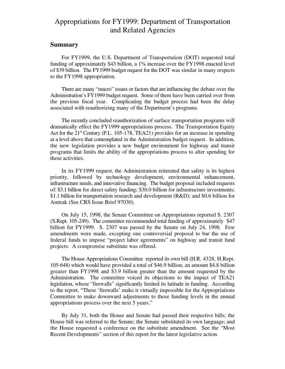 [19981201]98-208STM_Appropriations for FY 1999：交通运输部及相关机构.pdf_第3页