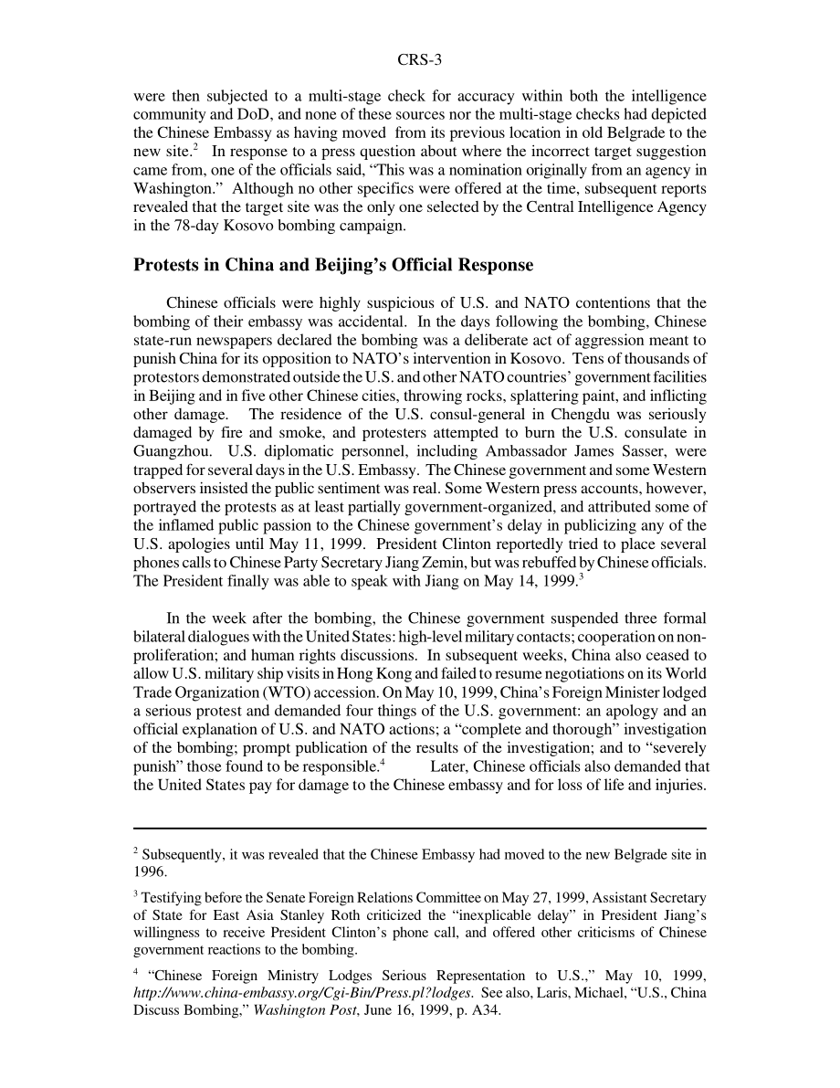 [20000412]RS20547_中国驻贝尔格莱德大使馆爆炸案：补偿问题.pdf_第3页