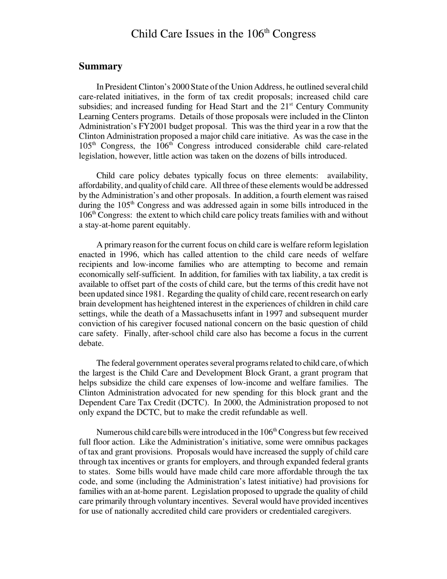[20010104]RL30021_第106届国会的儿童保育问题.pdf_第2页