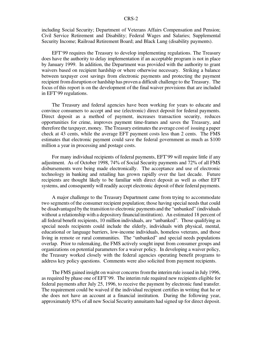 [20010105]RS20047_“EFT'99：”联邦电子支付；豁免政策.pdf_第2页