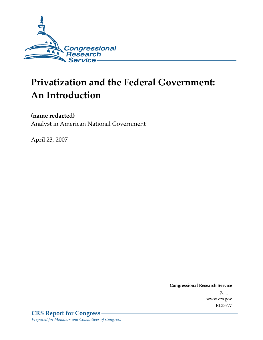 [20070423]RL33777_私有化和联邦政府：简介.pdf_第1页
