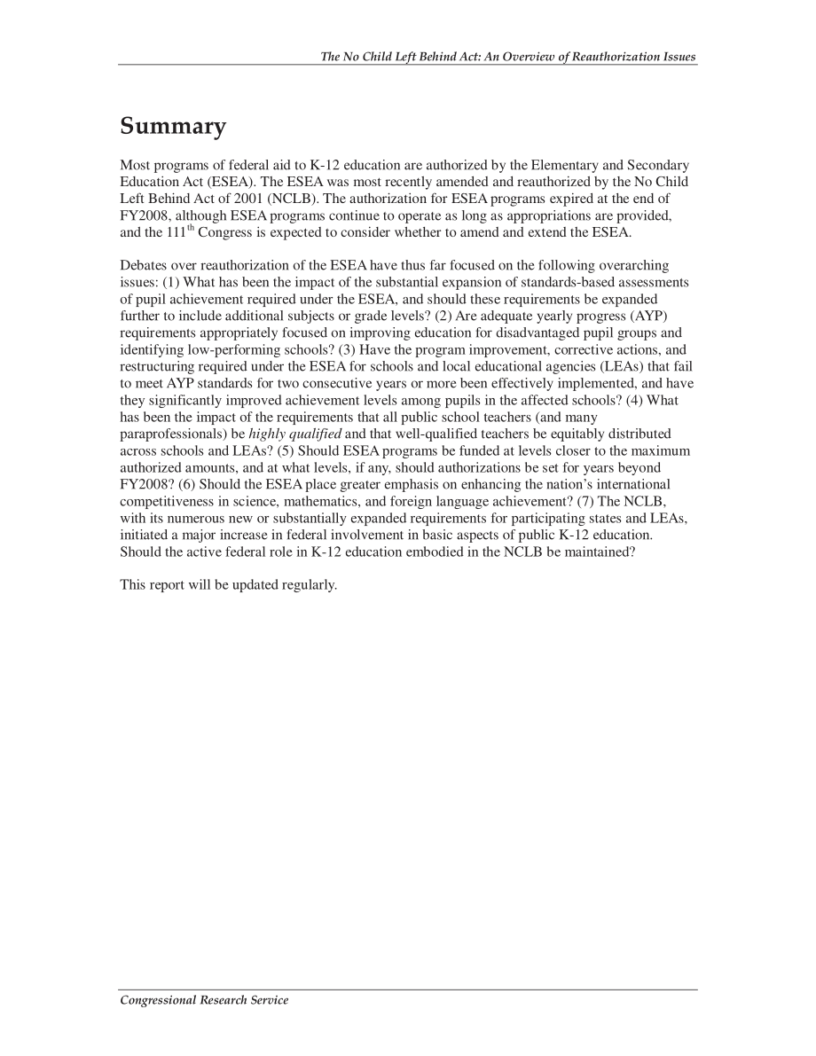 [20090527]RL33749_The No Child Left Behind Act 第111届国会重新授权问题概述.pdf_第2页