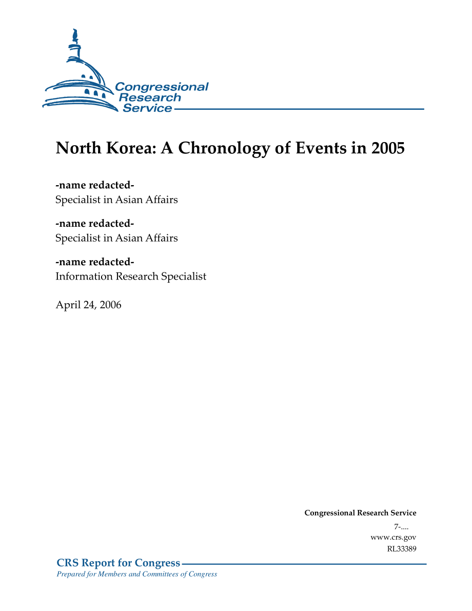 [20060424]RL33389_朝鲜：2005年事件年表.pdf_第1页