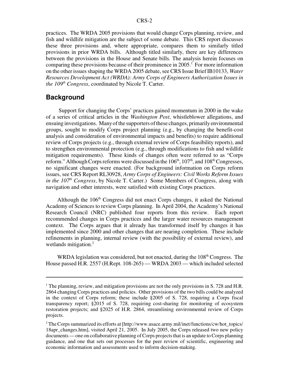 [20050818]RS22129_2005年WRDA“工程兵团改革”.pdf_第2页
