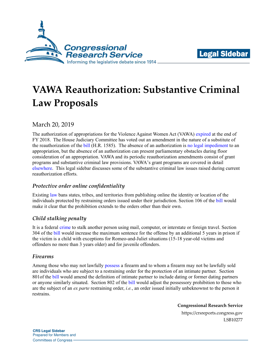 [20190320]LSB10277_VAWA重新授权：实体刑法提案.pdf_第1页