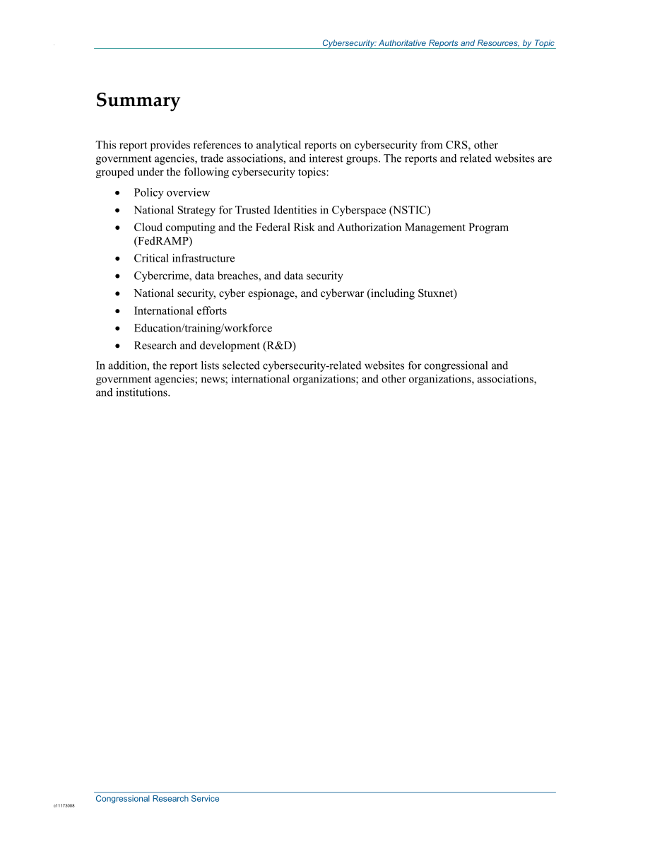 [20150610]R42507_网络安全：权威报告和资源按主题.pdf_第2页