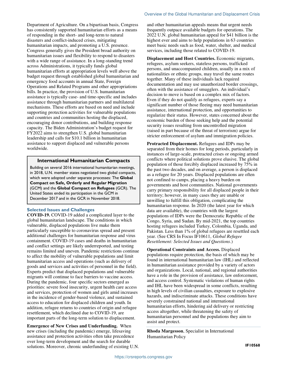 [20220127]IF10568_全球人道主义和流离失所危机概览.pdf_第2页