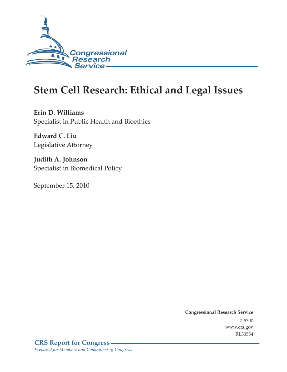 [20100915]RL33554_干细胞研究：道德和法律问题.pdf_第1页