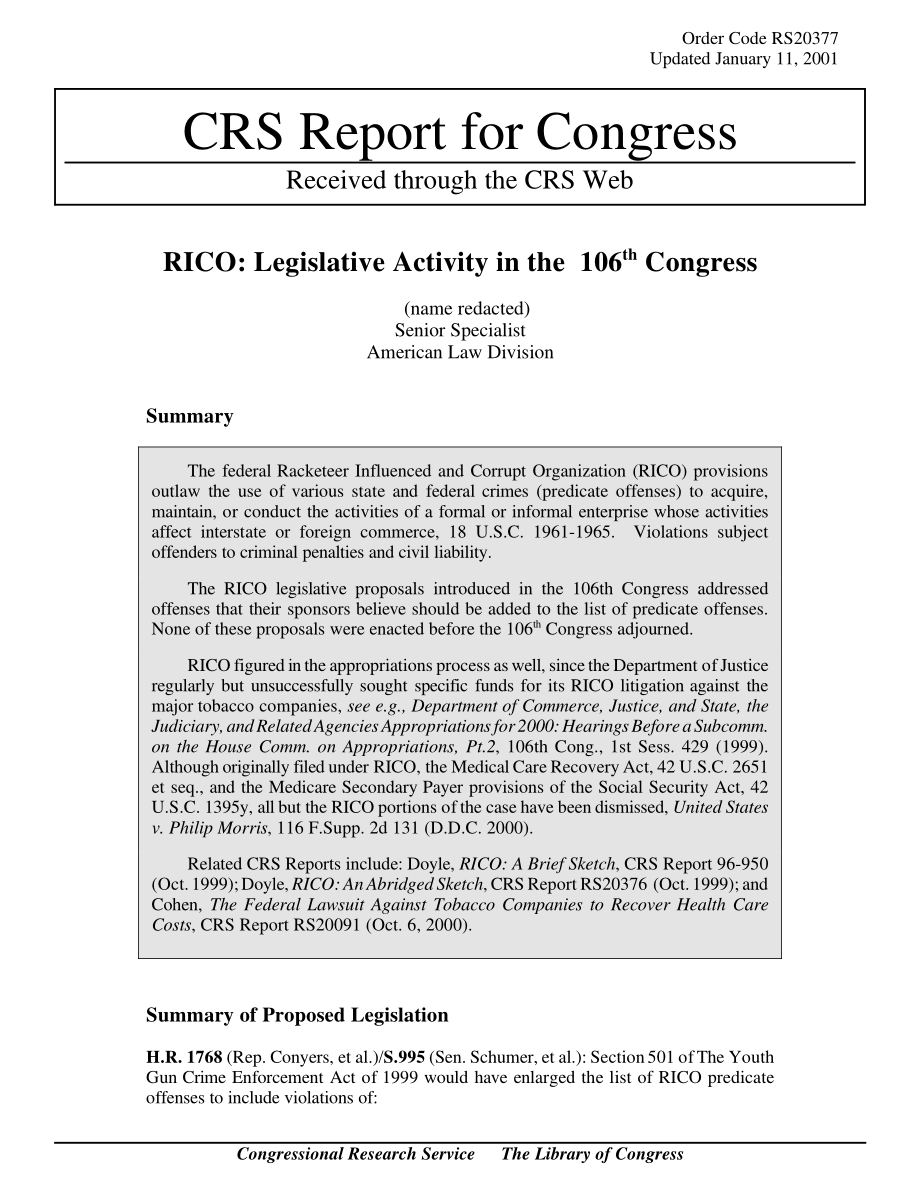 [20010111]RS20377_里科：第106届国会的立法活动.pdf_第1页