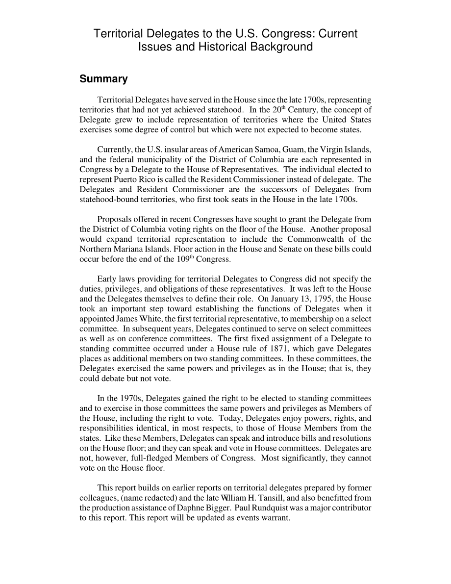 [20060706]RL32340_出席美国国会的领土代表：当前问题和历史背景.pdf_第2页