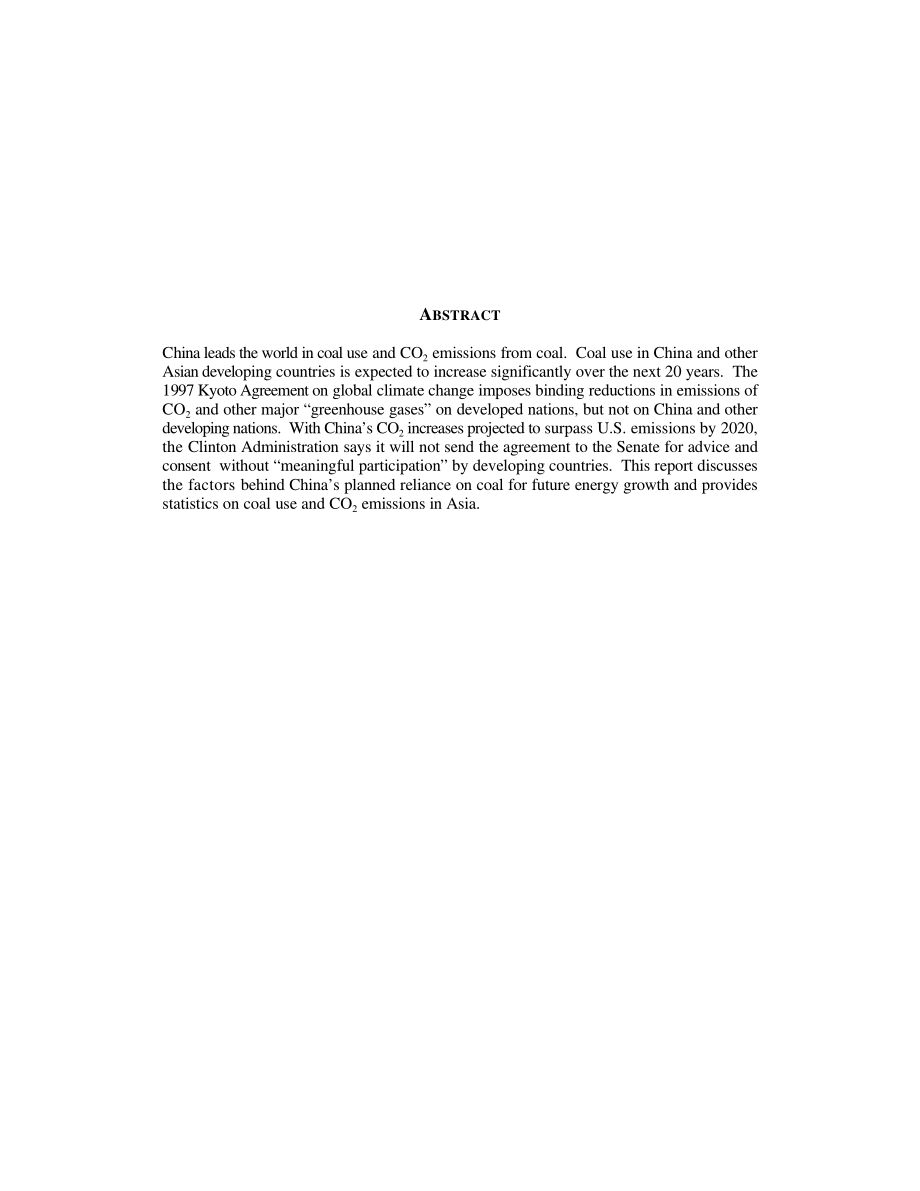 [19990616]RL30233_全球气候变化：中国和其他亚洲发展中国家的煤炭使用.pdf_第2页