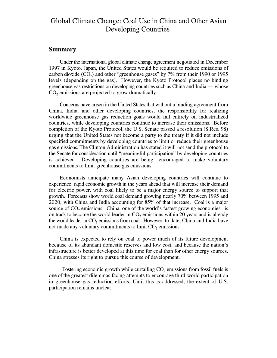 [19990616]RL30233_全球气候变化：中国和其他亚洲发展中国家的煤炭使用.pdf_第3页