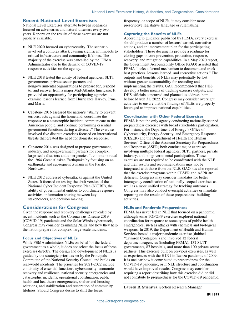 [20210715]IF11879_国家级演习：历史、当局和国会考虑.pdf_第2页