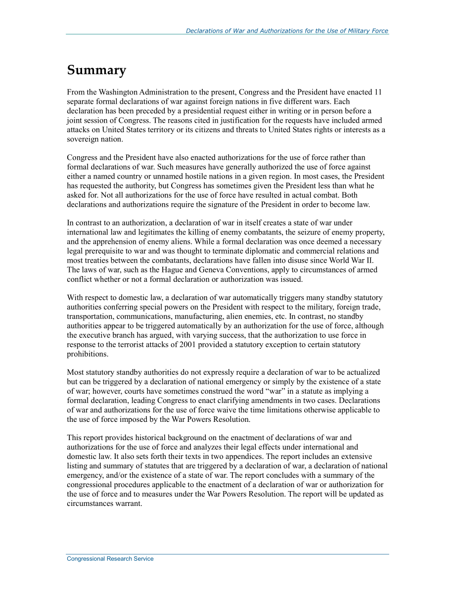 [20140418]RL31133_宣战和授权使用武力：历史背景和法律影响.pdf_第2页