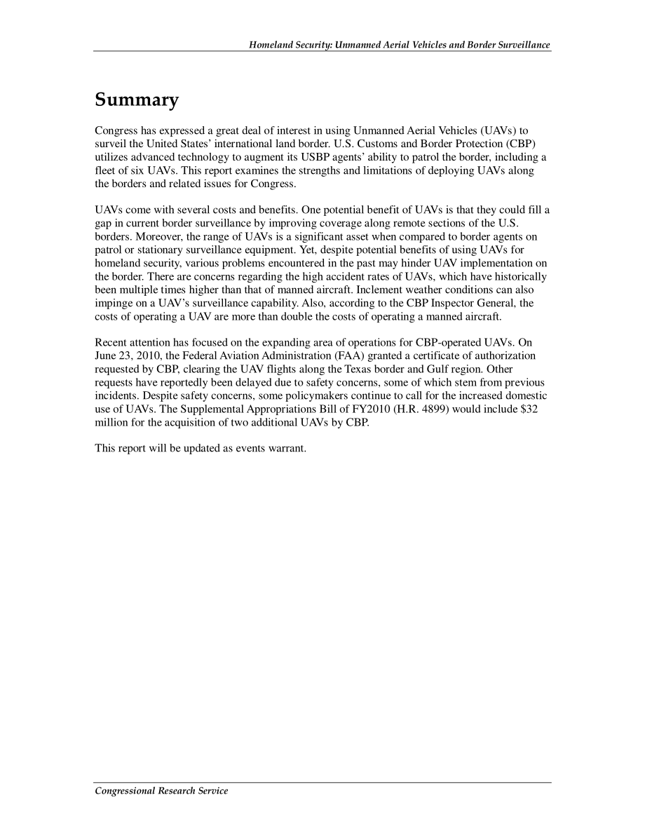 [20100708]RS21698_国土安全部：无人机和边境监视.pdf_第2页