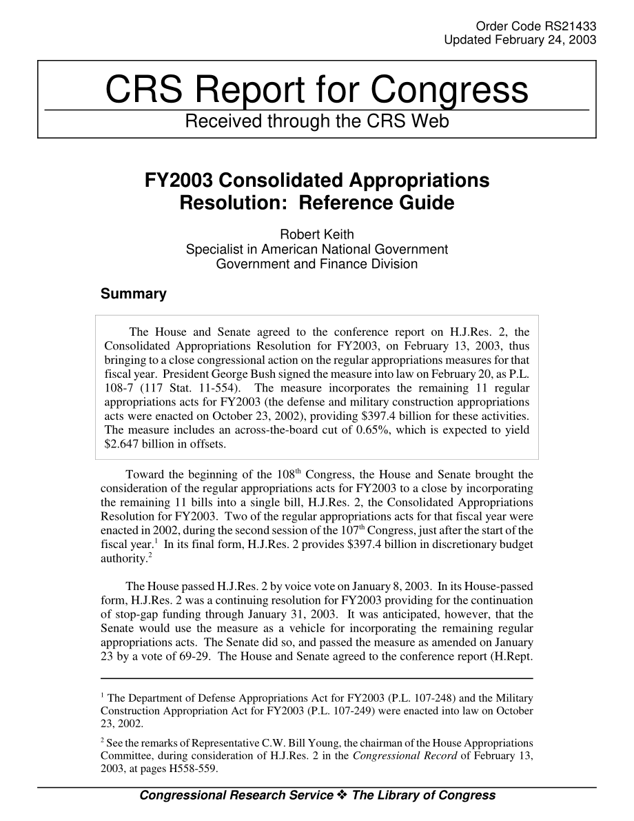 [20030224]RS21433_2003财年综合拨款决议：参考指南.pdf_第1页