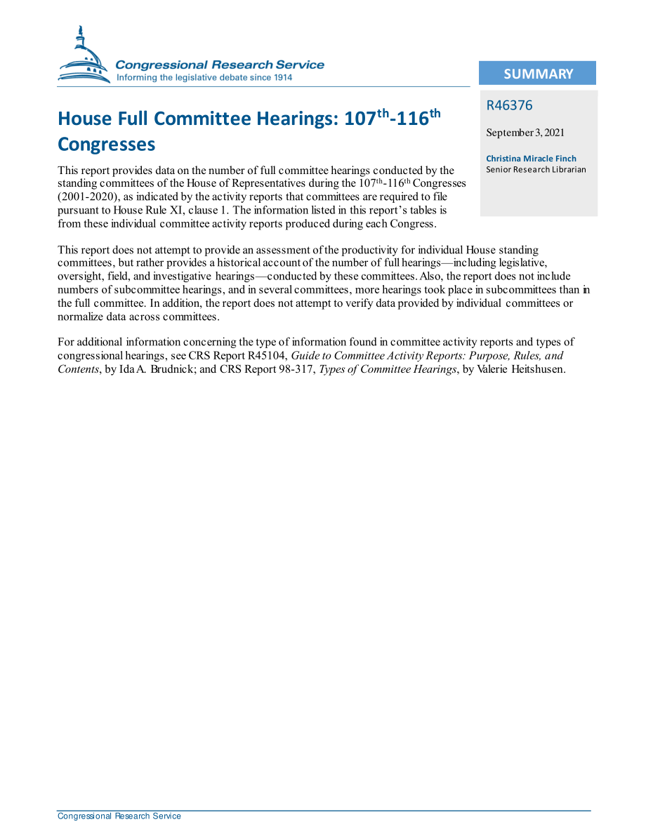 [20210903]R46376_众议院全体委员会听证会：第107-116届大会.pdf_第2页