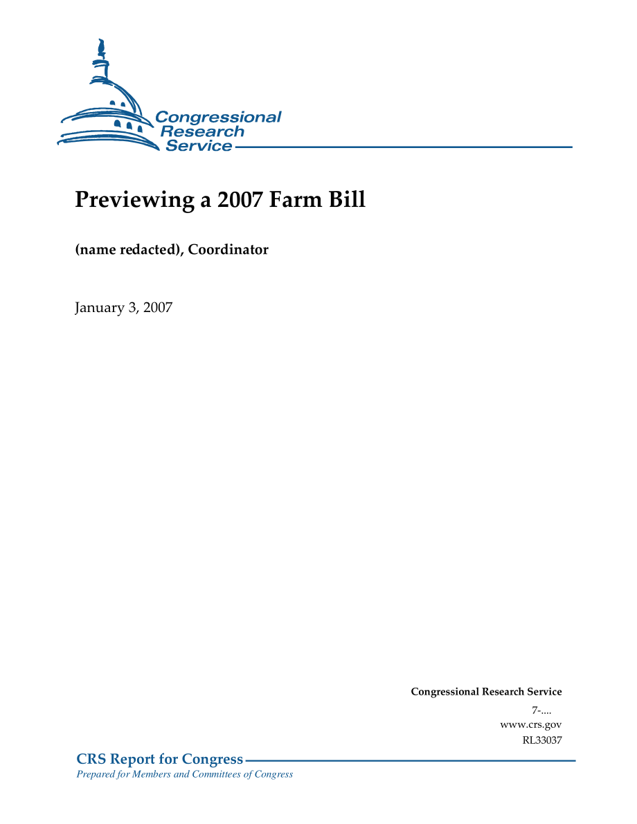 [20070103]RL33037_预览2007年农业法案.pdf_第1页