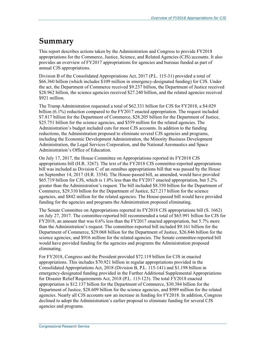 [20180501]R44877_2018财年商业、司法、科学和相关机构（CJ）拨款概述.pdf_第2页