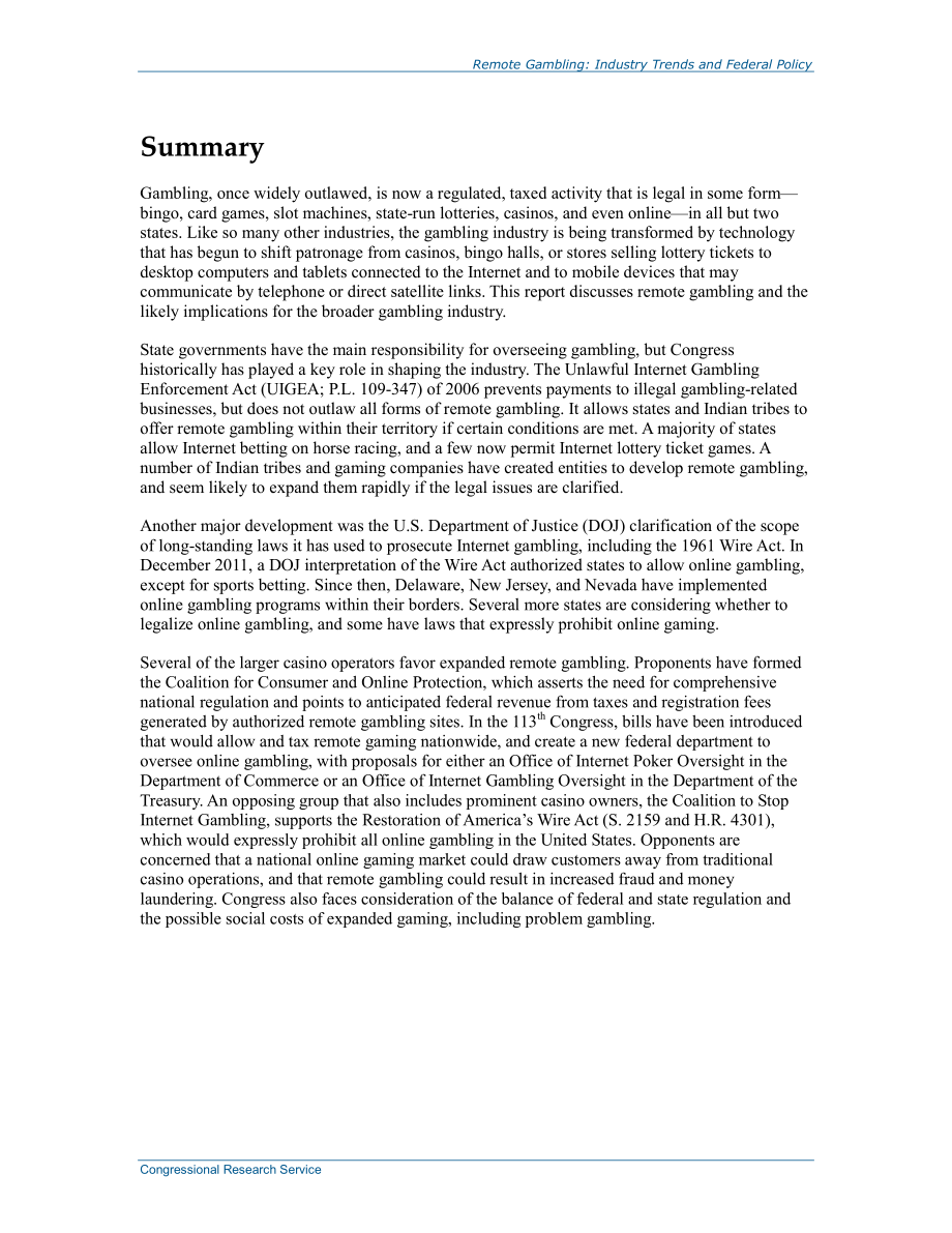 [20140702]R42820_远程赌博：行业趋势和联邦政策.pdf_第2页
