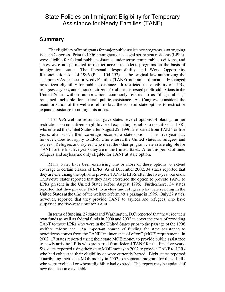 [20040423]RL32363_关于移民有资格获得贫困家庭临时援助的国家政策（TANF）.pdf_第2页
