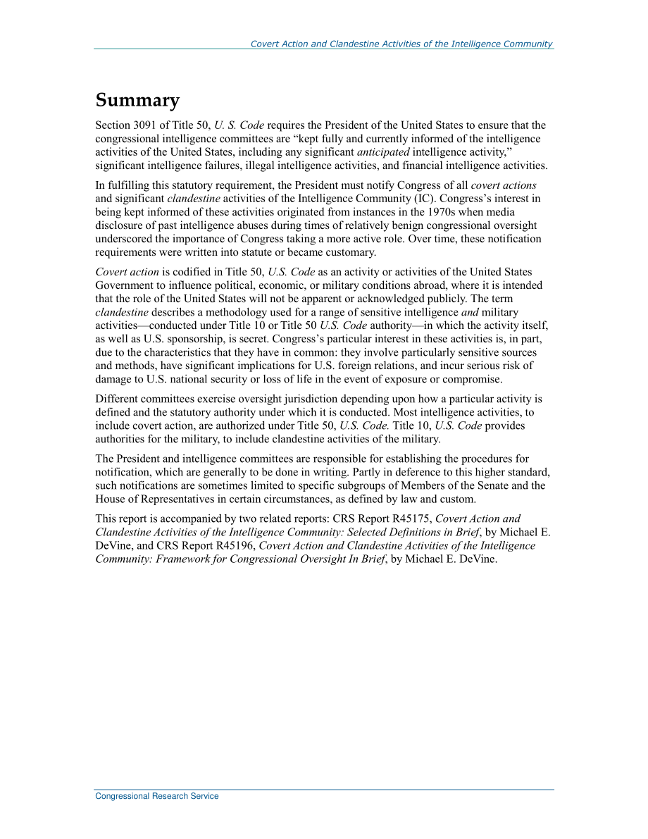 [20190702]R45191_情报界的秘密行动和秘密活动：选定的国会通知要求摘要.pdf_第2页