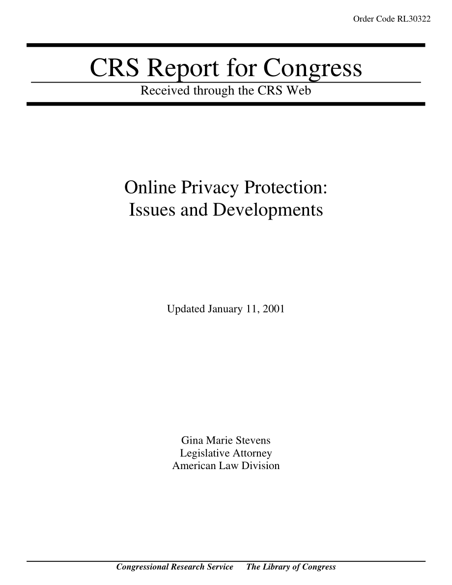 [20010111]RL30322_在线隐私保护：问题和发展.pdf_第1页