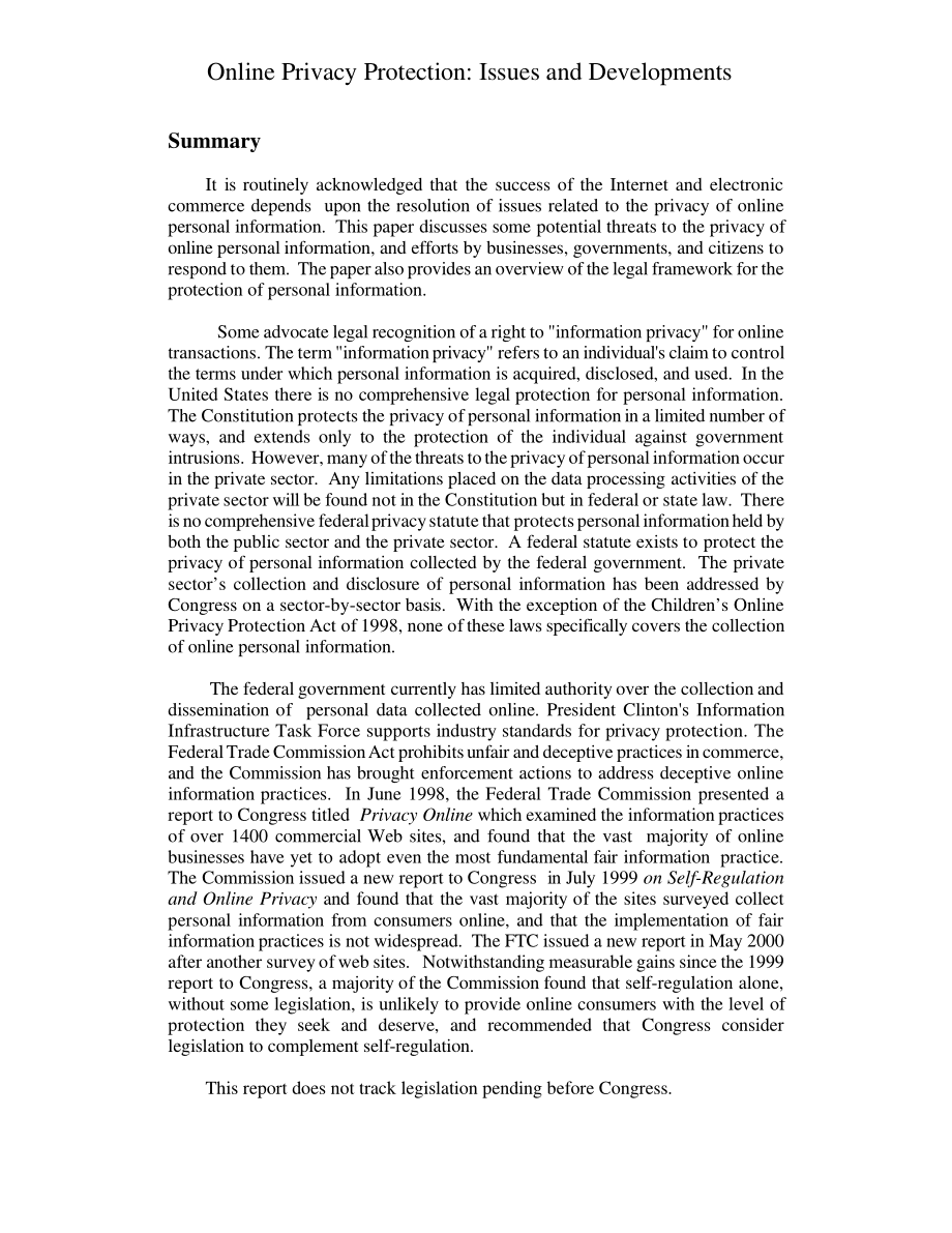 [20010111]RL30322_在线隐私保护：问题和发展.pdf_第2页