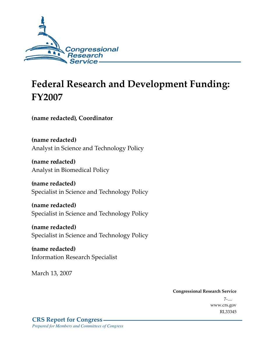 [20070313]RL33345_联邦研发资金：2007财年.pdf_第1页