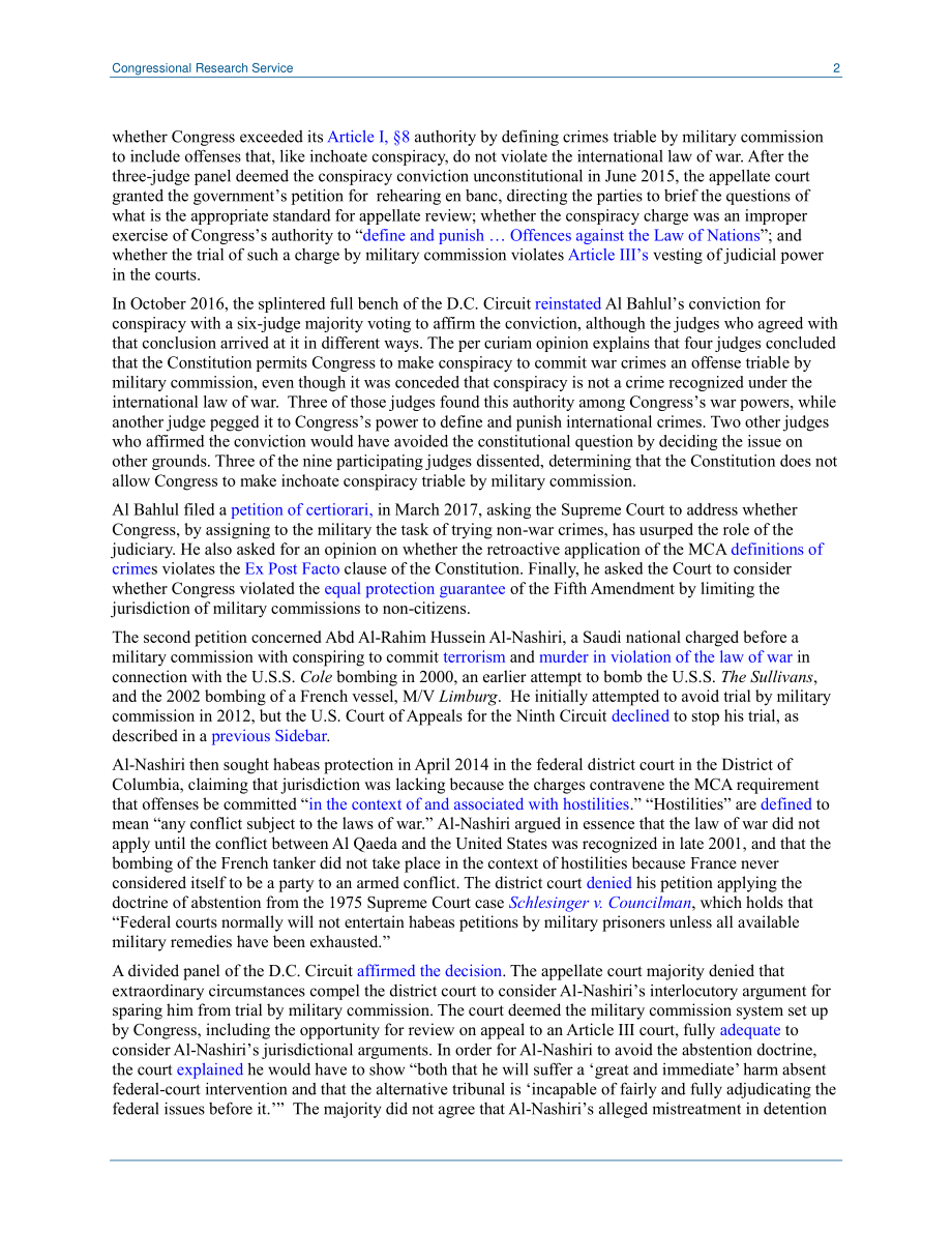 [20171212]LSB10043_最高法院拒绝接受军事委员会的挑战——Al Bahlul和Al Nashiri.pdf_第2页