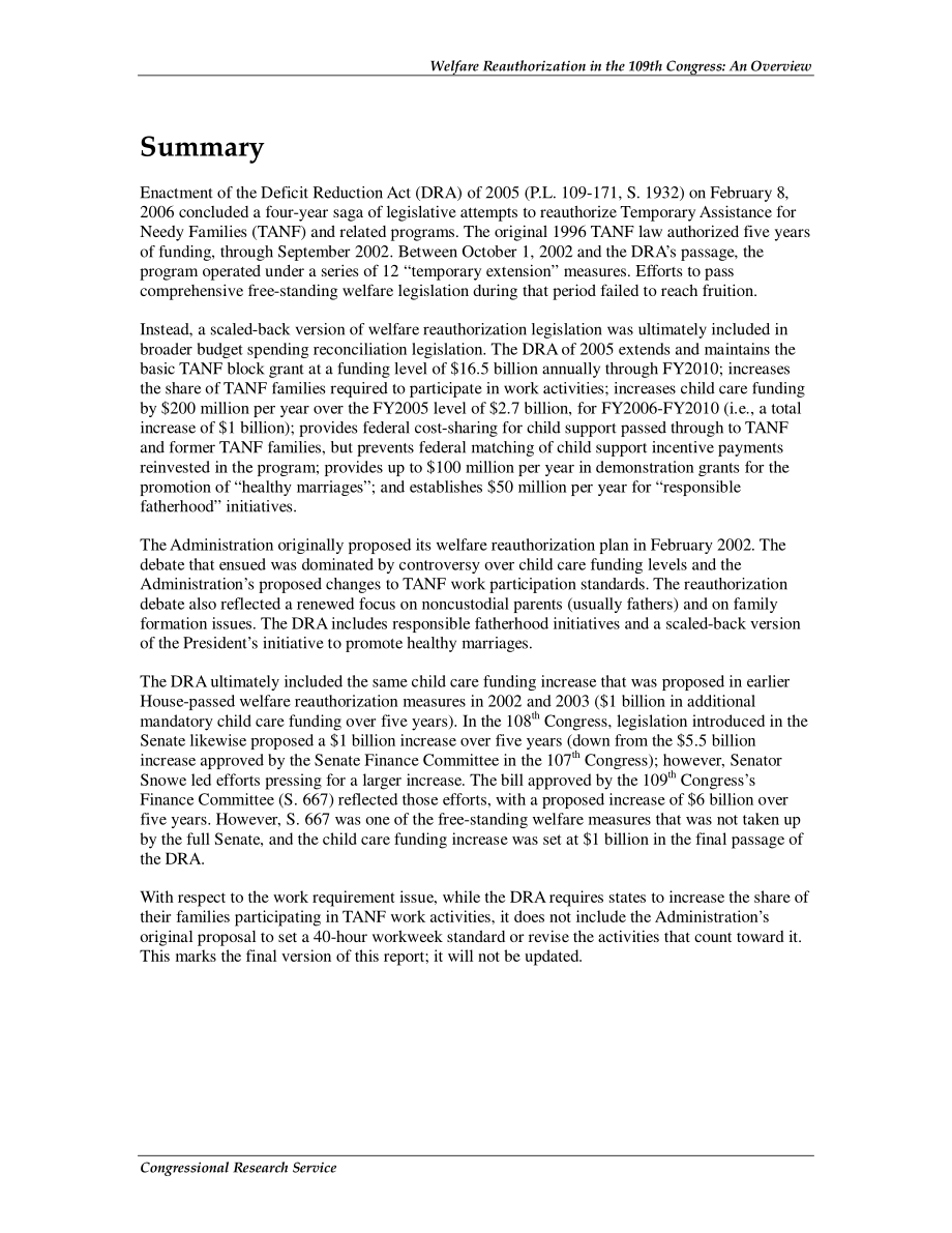 [20070123]RL33418_第109届国会福利重新授权：概述.pdf_第2页