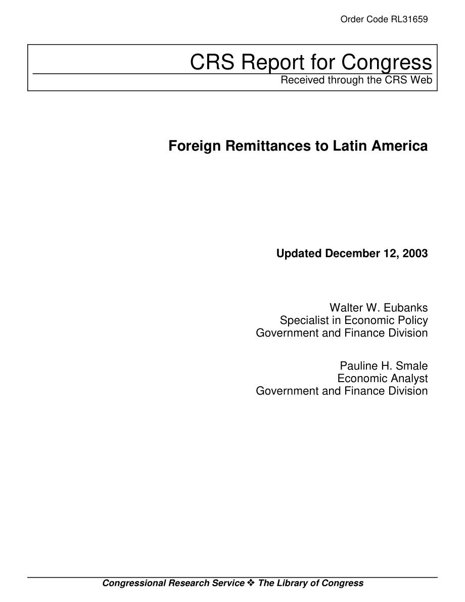 [20031212]RL31659_向拉丁美洲的外国汇款.pdf_第1页