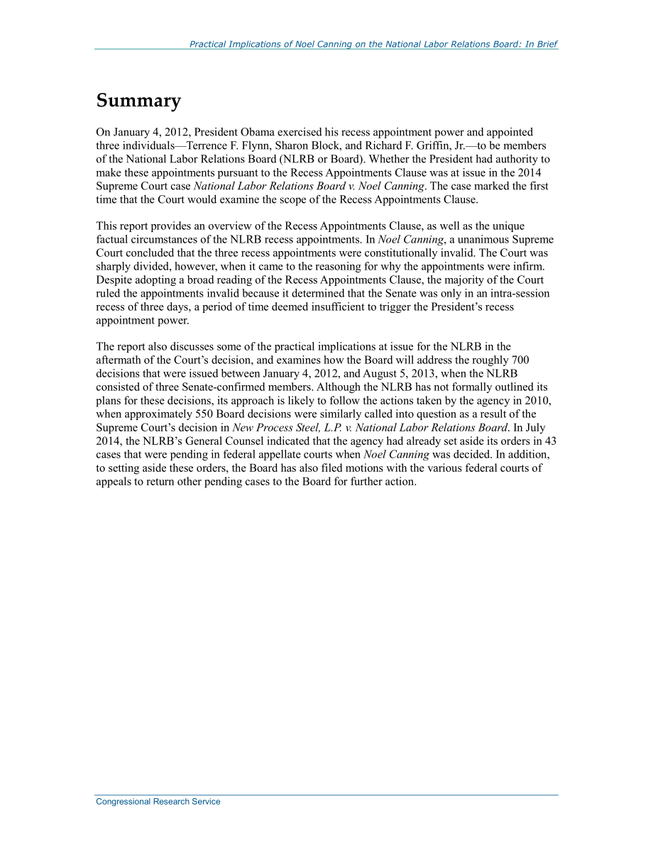 [20140829]R43032_Noel Canning对国家劳资关系委员会的实际影响：简言之.pdf_第2页
