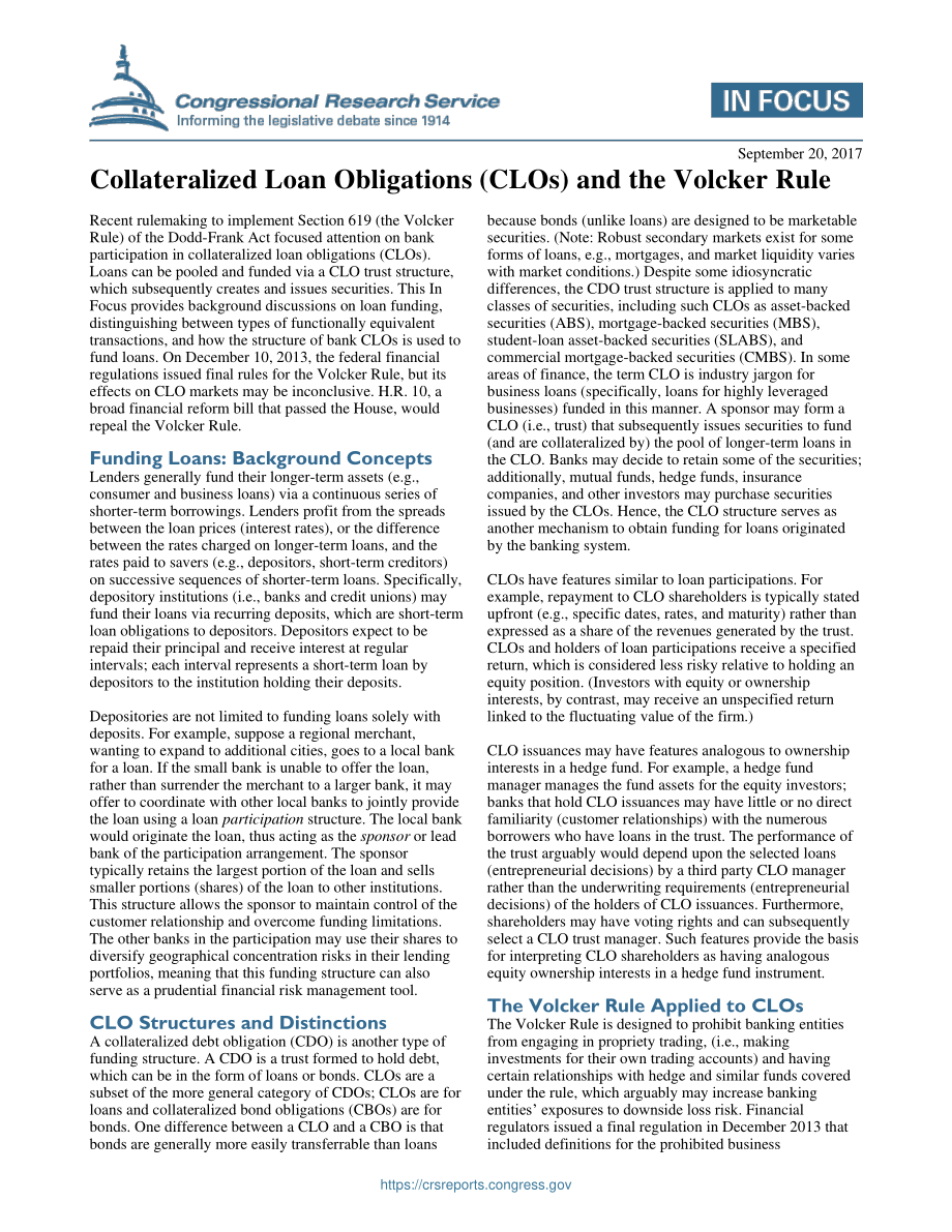[20170920]IF10736_抵押贷款债务（CLO）和沃尔克规则.pdf_第1页