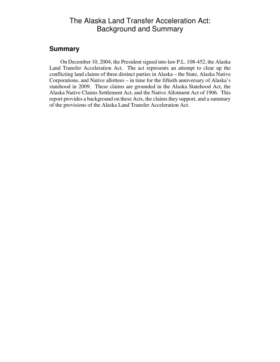 [20050114]RL32734_阿拉斯加土地转让加速法案：背景和总结.pdf_第2页